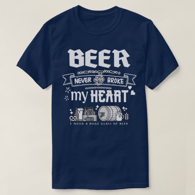 Camiseta Cerveja nunca partiu meu coração citações engraçad (Frente do Design)
