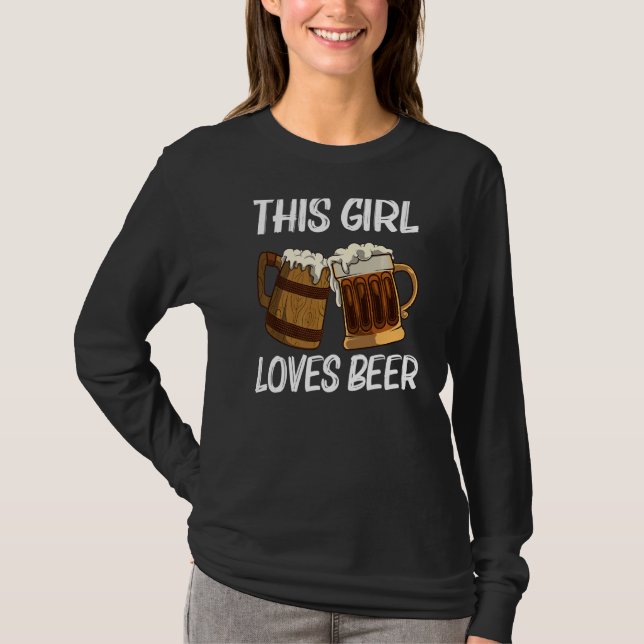 Camiseta Cerveja Para Meninas Bebidas Alcoólicas De Bebendo (Frente)