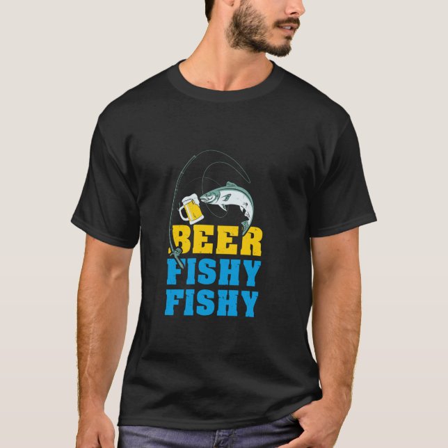 Camiseta Cerveja Peixe Engraçado Bebendo e Presente de Pesc (Frente)