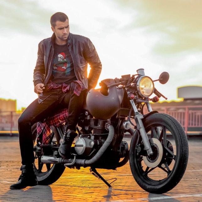 Camiseta Cerveja Santa Skull Natal Cara Relaxando Engraçado (Criador carregado)