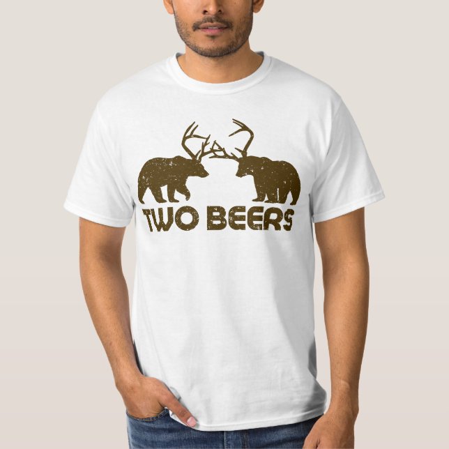 Camiseta Cerveja, Veado, Urso. Presente engraçado para aman (Frente)