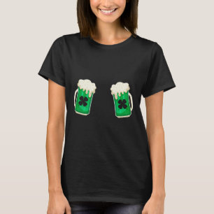 Camiseta Cerveja Verde Bebendo Seio Shamrock Irlandês St Pa