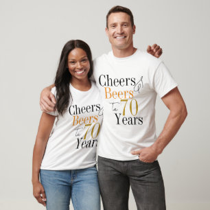 Camiseta Cervejas e Parabéns de 70 Anos de Idade Festa Mini