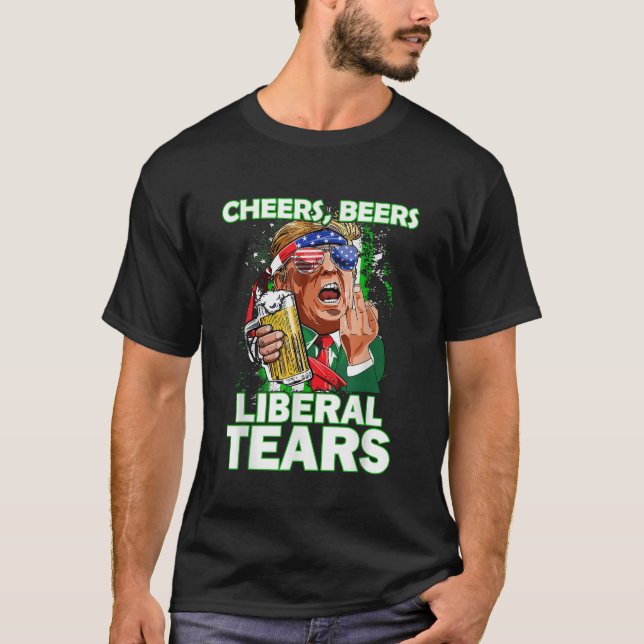 Camiseta Cervejas Liberal Trump Segurando Cerveja Patr (Frente)