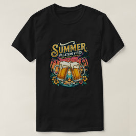 Camiseta Cervejas na Praia e Pôr do Sol - Festa de Férias d