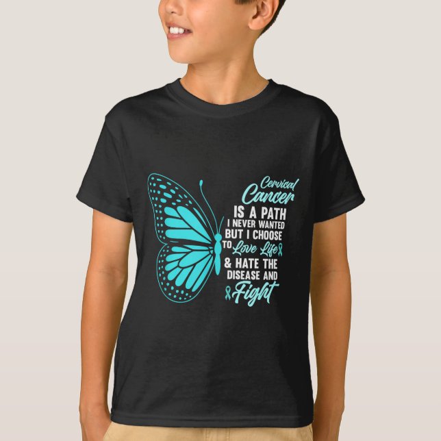 Camiseta Cervical Cancer Awareness Butterfly Quote Suprt  (Frente)