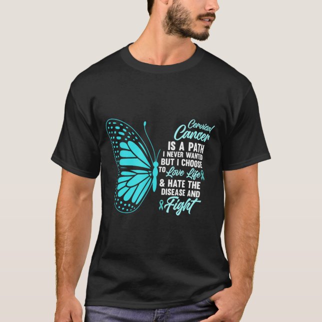 Camiseta Cervical Cancer Awareness Butterfly Quote Suprt  (Frente)