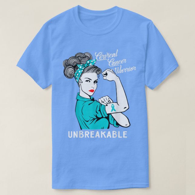 Camiseta Cervical Cancer Warrior Unbreakable Tee Awareness  (Frente do Design)