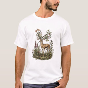 Camiseta Cervo com Flor Silvestre