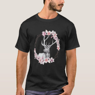Camiseta Cervo com Flores Animal da Floresta Cervo Vaca Chi