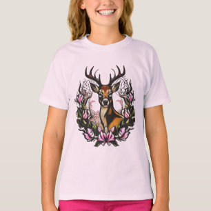 Camiseta Cervo-de-cauda-branca-do-Arkansas Com Flor de Maçã