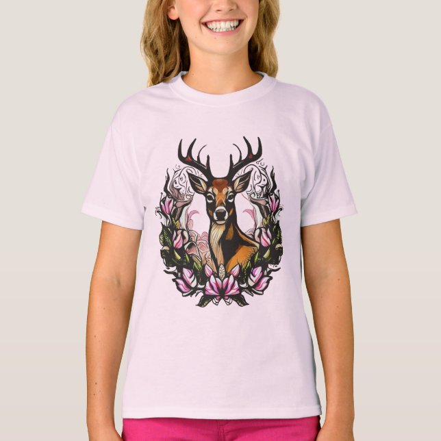 Camiseta Cervo-de-cauda-branca-do-Arkansas Com Flor de Maçã (Frente)