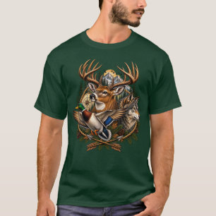 Camiseta Cervo de Cauda Branca Lobo Pato-real Caça Vida Sel