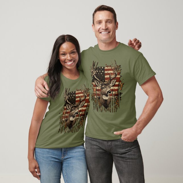 Camiseta Cervo e País EUA (Unissex)