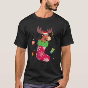 Camiseta Cervo em Meia Rena de Natal Engraçado Amantes de C