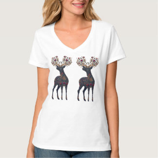 Camiseta Cervo floral cósmico real
