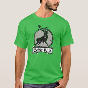 Camiseta Cervo Irlandês Selvagem Cinza e Preto Rústico