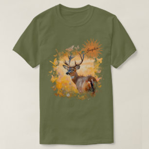Camiseta Cervo Majestoso em um Campo de Flores Silvestres