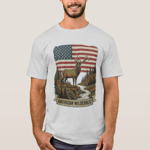 Camiseta Cervo Patriótico Independência do Deserto American