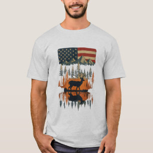 Camiseta Cervo Patriótico Independência Selvagem Americana