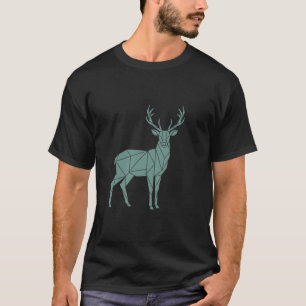 Camiseta Cervo Poligonal – Geometria Turquesa em Movimento