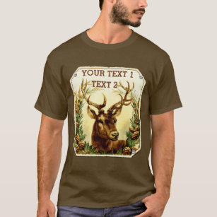 Camiseta Cervos com o rústico dos cones do pinho