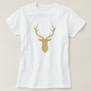 Camiseta Cervos Dourados do Natal do brilho do falso