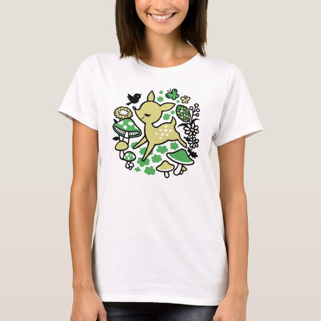 Camiseta Cervos na verde floresta (Frente)