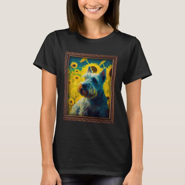 Camiseta Cesky Terrier Painting Sunflower Flower Mom Women  (Frente)