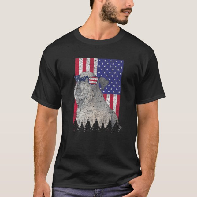 Camiseta Cesky Terrier Patriotic Dog USA Orgulho Americano  (Frente)