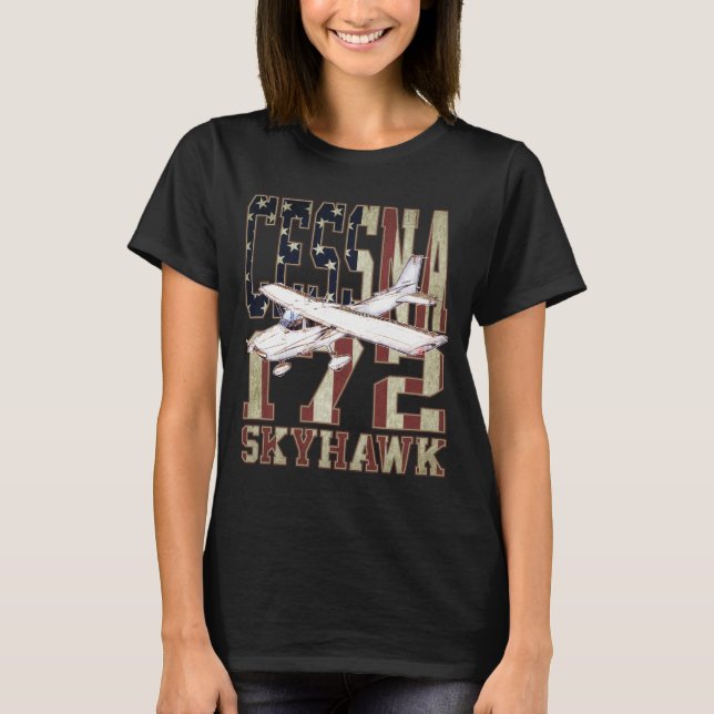 Camiseta Cessna 172 Skyhawk com bandeira Vintage dos Estado (Frente)