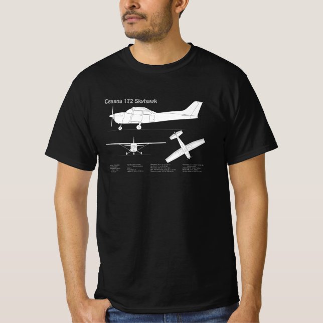 Camiseta Cessna 172 Skyhawk - Planos de Blueprint de avião  (Frente)