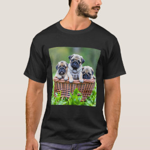 CAMISETA CESTA CHEIA DE PUG OS CACHORRINHOS MAIS FOFOS DO M