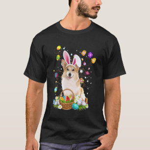Camiseta Cesta de Caça a Ovos de Páscoa do Cão Corgi Dia de
