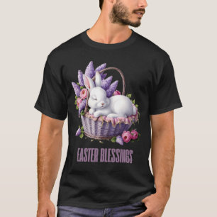 Camiseta Cesta de flores de coelho de bênção da Páscoa delí