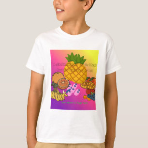 Camiseta Cesta de Frutas Tropicais Arco-Íris Estética Verão