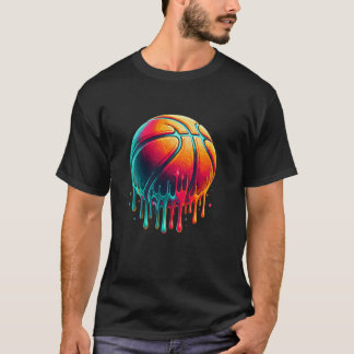 Camiseta Cesta de Hoop do Jogador Colorido de Basquete