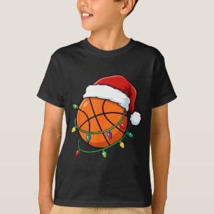 Camiseta Cesta de Natal de Basquetebol Chapéu de Papai Noel