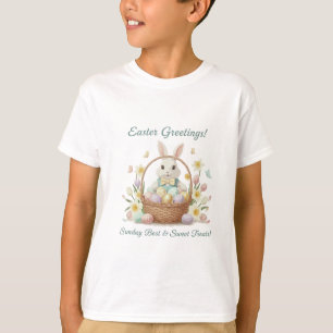 Camiseta "Cesta e Coelhinho de Aquarela de Boas Festas de P