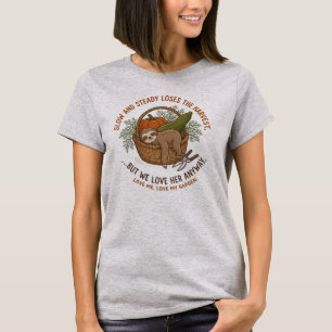 Camiseta Cesto de colheita de jardinagem lenta de preguiça