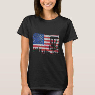 Camiseta Cesto de Golfe de Disco com Bandeira Americana dos