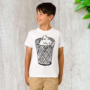 Camiseta Cesto de lixo de tela de arame preto e branco