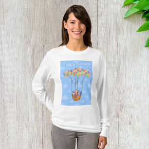 Camiseta Cesto do Balão de páscoa com Ovos Coloridos
