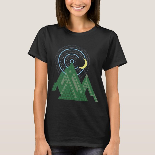 Camiseta céu da lua crescente na montanha (Frente)