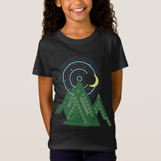Camiseta céu da lua crescente na montanha (Frente)