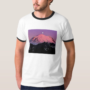 Camiseta Céu de Inverno Neve Noturna do Luar no Mt Rainier