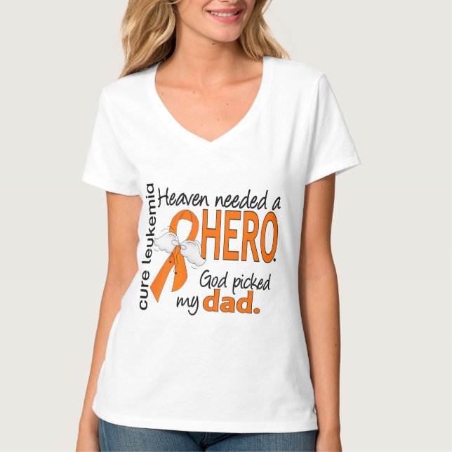 Camiseta Céu necessário uma leucemia do pai do herói (Frente)