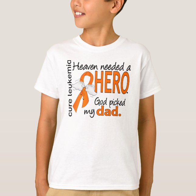 Camiseta Céu necessário uma leucemia do pai do herói (Frente)