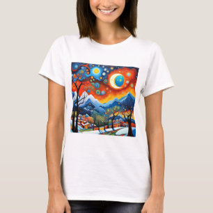 Camiseta Céu noturno sobre montanhas 2