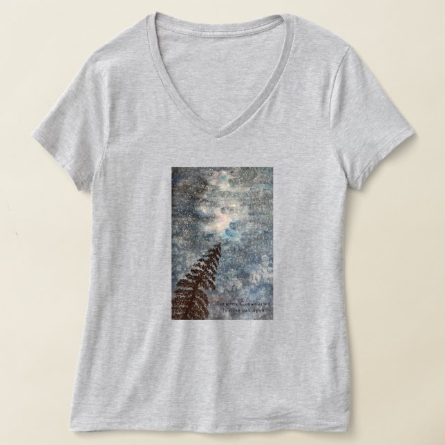 Camiseta Céu noturno tranquilo na floresta com estrelas (Postura )